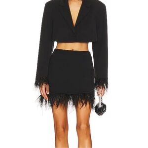 Black Feather Trim Skirt